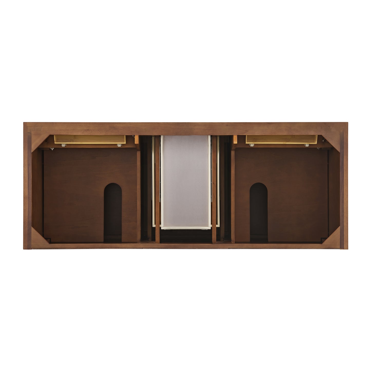 Renovate for Less Atlanta Lorelai 60" Double Vanity, Mid-Century Walnut w/ 3 CM Ethereal Noctis Silestone Top w/FreePower Wireless Charger