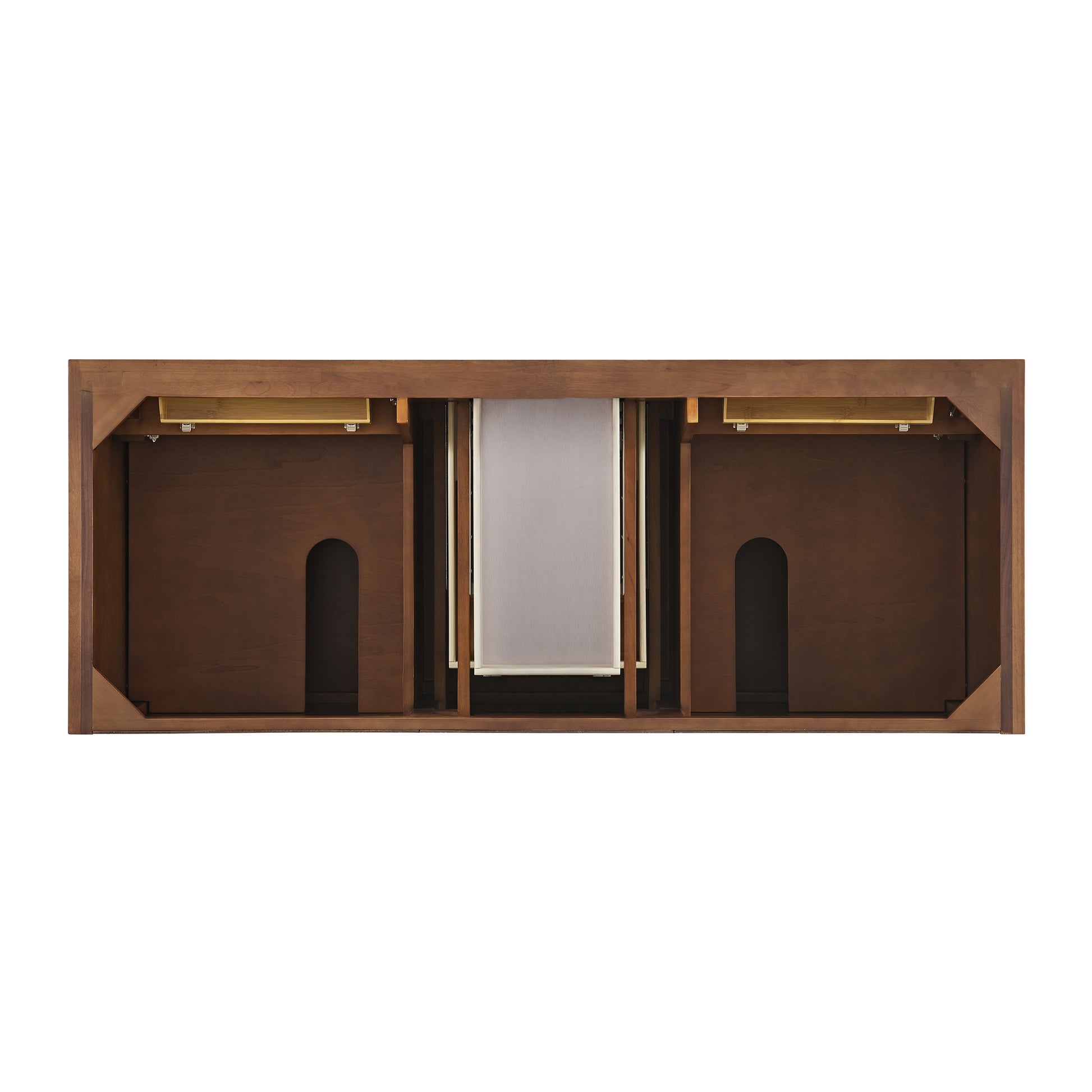 Renovate for Less Atlanta Lorelai 60" Double Vanity, Mid-Century Walnut w/ 3 CM Ethereal Noctis Silestone Top w/FreePower Wireless Charger