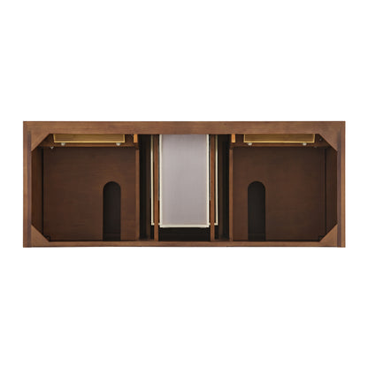 Renovate for Less Atlanta Lorelai 60" Double Vanity, Mid-Century Walnut w/ 3 CM Ethereal Noctis Silestone Top w/FreePower Wireless Charger