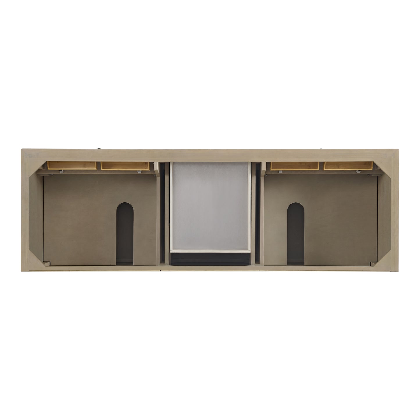 Renovate for Less Atlanta Lorelai 72" Double Vanity, Whitewashed Oak w/ 3 CM Eternal Jasmine Pearl Silestone Top w/FreePower Wireless Charger