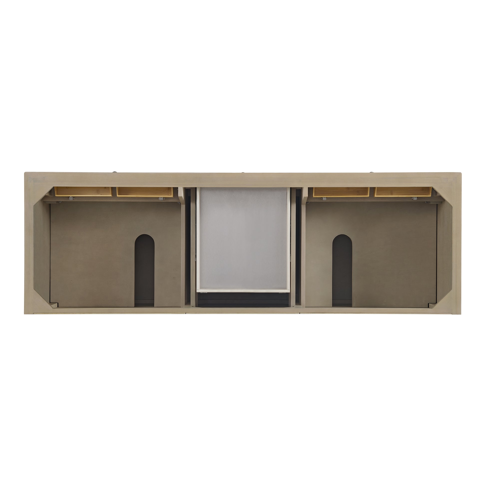 Renovate for Less Atlanta Lorelai 72" Double Vanity, Whitewashed Oak w/ 3 CM Victorian Silver Silestone Top w/FreePower Wireless Charger