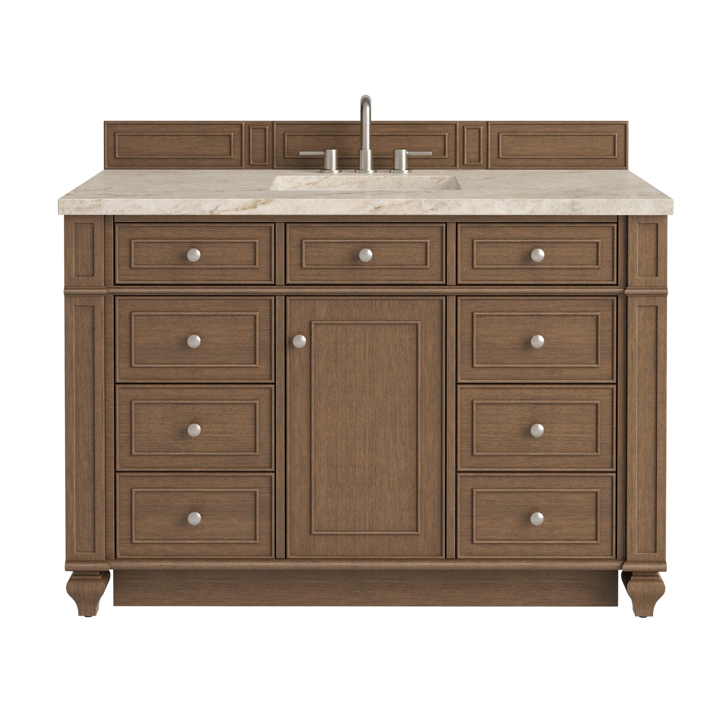 Renovate for Less Atlanta Bristol 48" Single Vanity, Saddle Brown, w/ 3 CM Tajnar Eclos Top