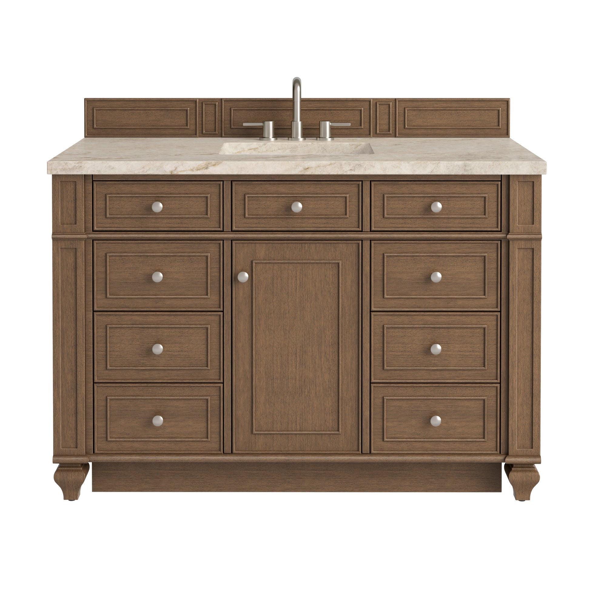 Renovate for Less Atlanta Bristol 48" Single Vanity, Saddle Brown, w/ 3 CM Tajnar Eclos Top