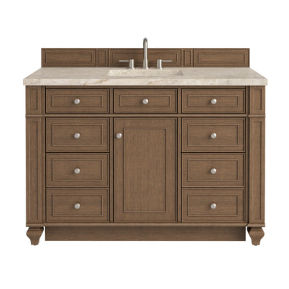 Renovate for Less Atlanta Bristol 48" Single Vanity, Saddle Brown, w/ 3 CM Tajnar Eclos Top
