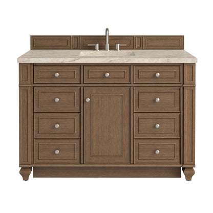 Bristol 48" Single Vanity, Saddle Brown, w/ 3 CM Tajnar Eclos Top