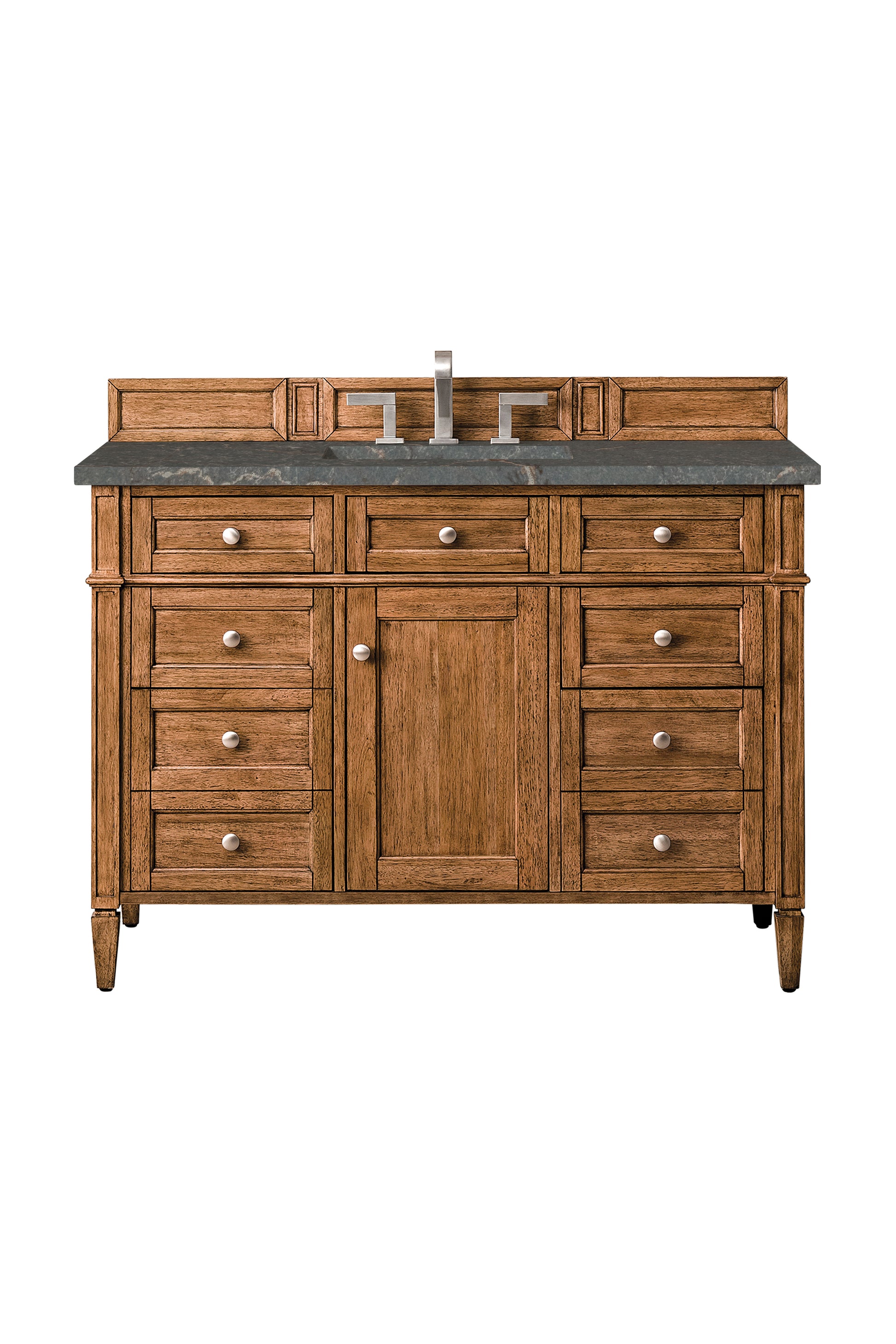 Renovate for Less Atlanta Brittany 48" Single Vanity, Saddle Brown w/ 3 CM Parisien Bleu Silestone Top