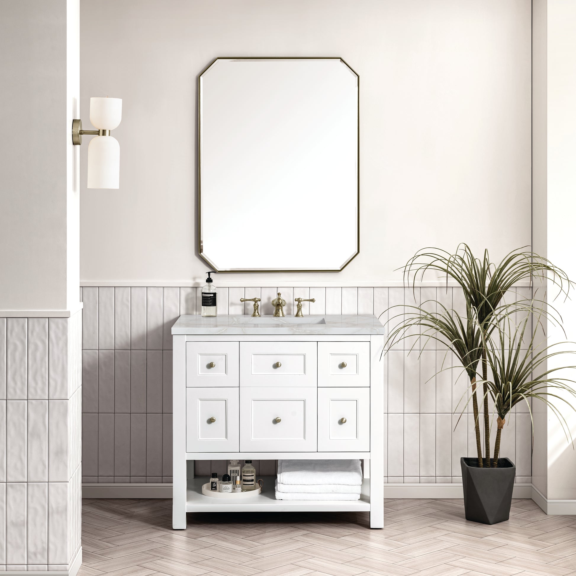 Renovate for Less Atlanta Breckenridge 36" Single Vanity, Bright White w/ 3 CM Victorian Silver Top