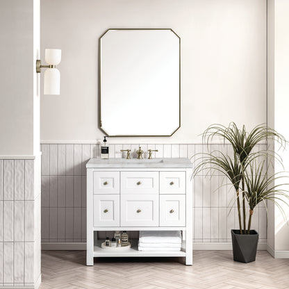 Renovate for Less Atlanta Breckenridge 36" Single Vanity, Bright White w/ 3 CM Victorian Silver Top