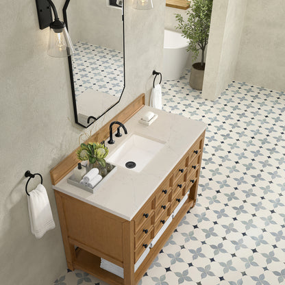 Renovate for Less Atlanta Malibu 48" Single Vanity, Amber Birch, w/ 3 CM Siberian Silestone Top