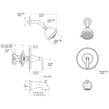 Pasadena 1-Handle Tub & Shower Trim with Valve