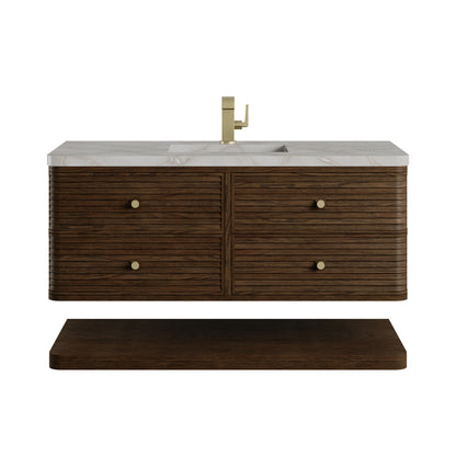 Renovate for Less Atlanta Allamari 48" Single Vanity, Sable w/ Single Hole 3 CM Victorian Silver Silestone Top