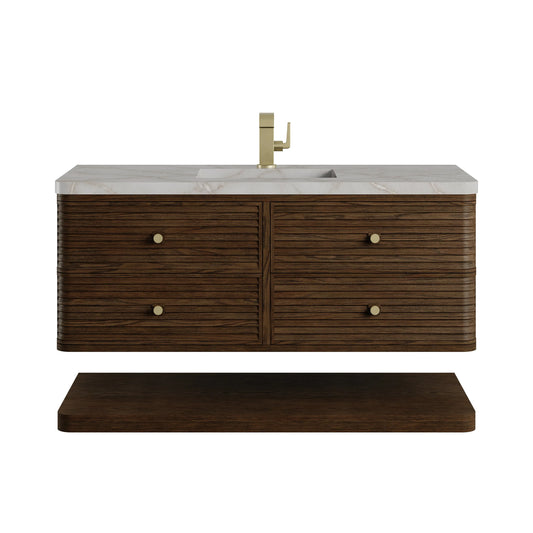 Allamari 48" Single Vanity, Sable w/ Single Hole 3 CM Victorian Silver Silestone Top