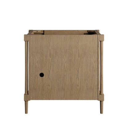 Renovate for Less Atlanta Kinnsden 36" Single Vanity, Weathered Oak w/ 3 CM Charcoal Soapstone Silestone Top
