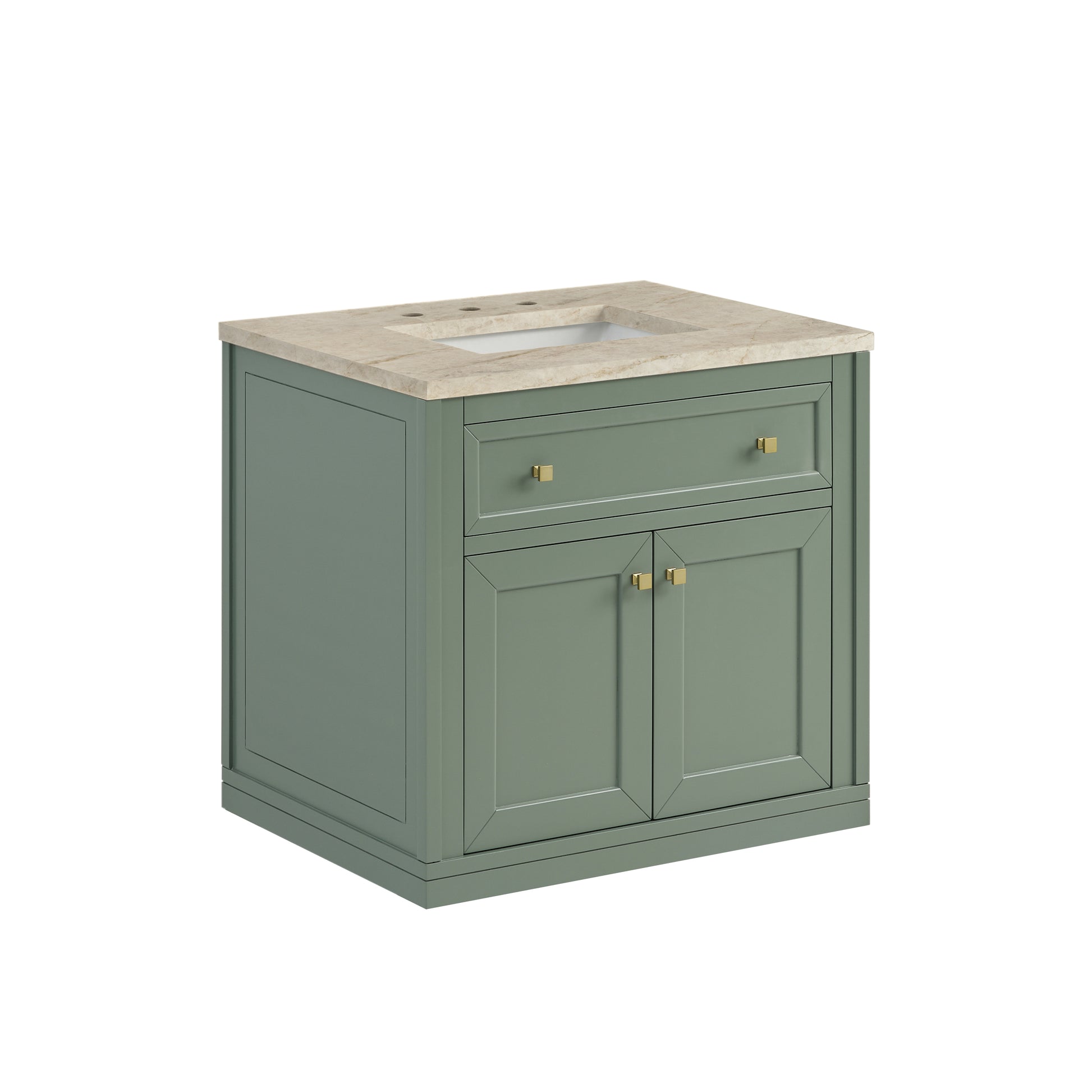 Renovate for Less Atlanta Chicago 30" Single Vanity, Smokey Celadon, w/ 3 CM Tajnar Eclos Top