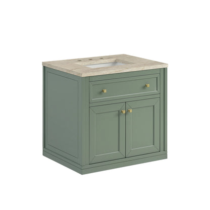Chicago 30" Single Vanity, Smokey Celadon, w/ 3 CM Tajnar Eclos Top