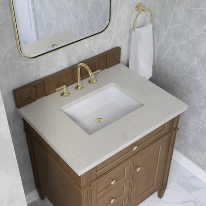 Renovate for Less Atlanta Brittany 30" Single Vanity, Pecan w/ 3 CM Siberian Silestone Top