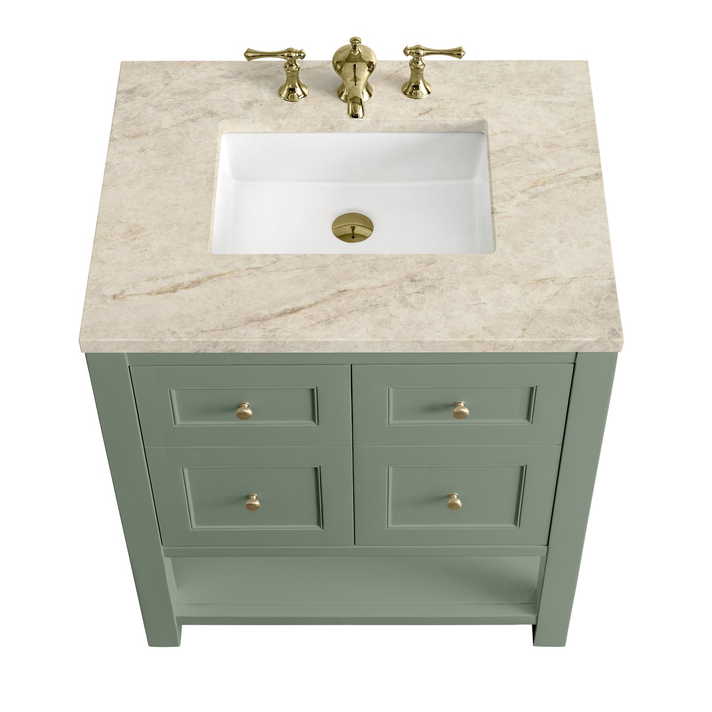 Renovate for Less Atlanta Breckenridge 30" Single Vanity, Smokey Celadon, w/ 3 CM Tajnar Eclos Top