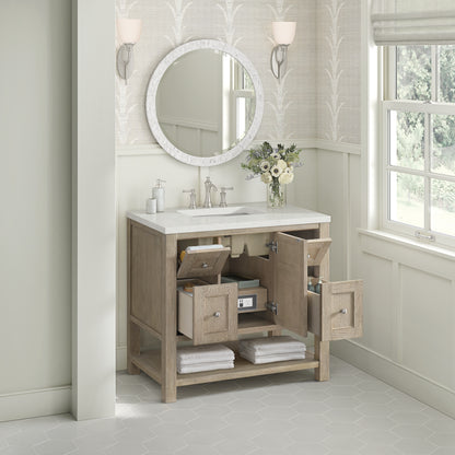 Renovate for Less Atlanta Breckenridge 36" Single Vanity, Whitewashed Oak w/ 3 CM Lime Delight Silestone Top