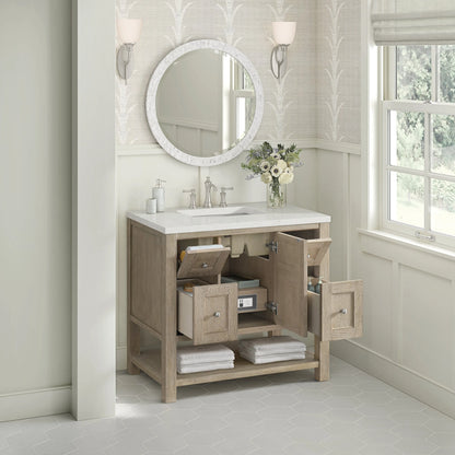 Breckenridge 36" Single Vanity, Whitewashed Oak w/ 3 CM Lime Delight Silestone Top