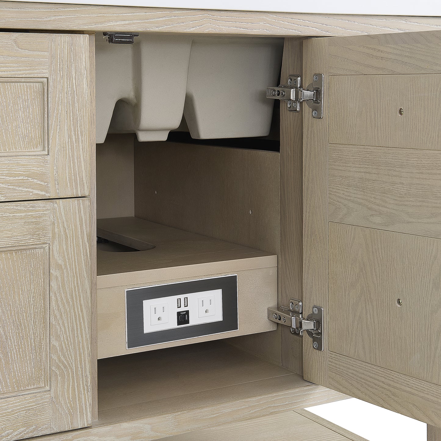 Renovate for Less Atlanta Breckenridge 72" Double Vanity, Whitewashed Oak w/ 3 CM Lime Delight Silestone Top