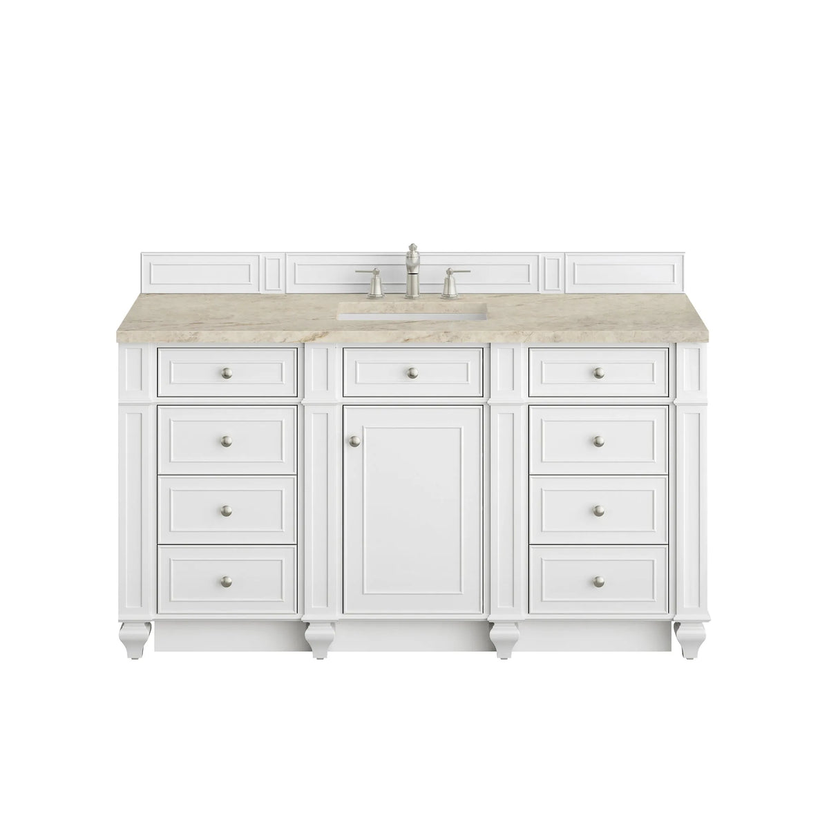 Bristol 60" Single Vanity, Bright White, w/ 3 CM Tajnar Eclos Top