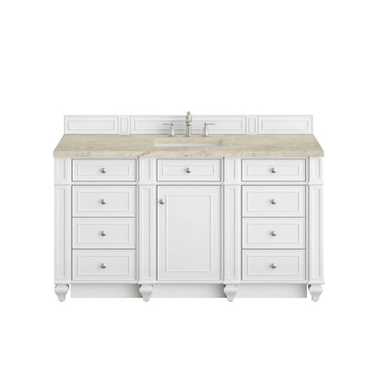 Bristol 60" Single Vanity, Bright White, w/ 3 CM Tajnar Eclos Top
