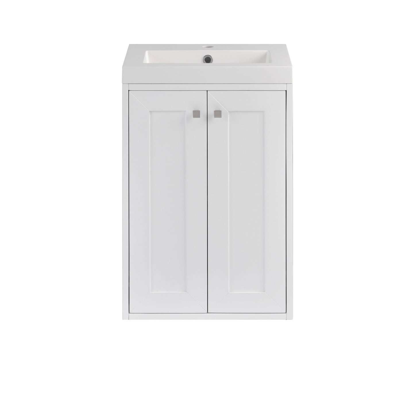Renovate for Less Atlanta Chianti 20" Single Vanity, Glossy White, Brushed Nickel, w/ White Glossy Composite Stone Top
