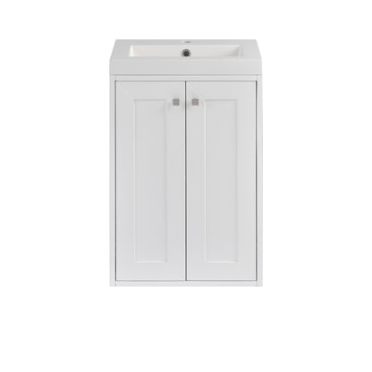 Renovate for Less Atlanta Chianti 20" Single Vanity, Glossy White, Brushed Nickel, w/ White Glossy Composite Stone Top