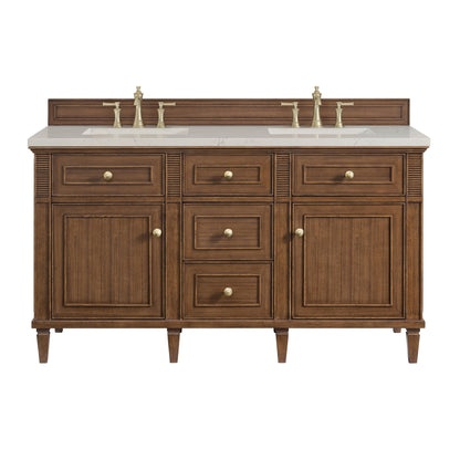 Renovate for Less Atlanta Lorelai 60" Double Vanity, Mid-Century Walnut, w/ 3 CM Siberian Silestone Top