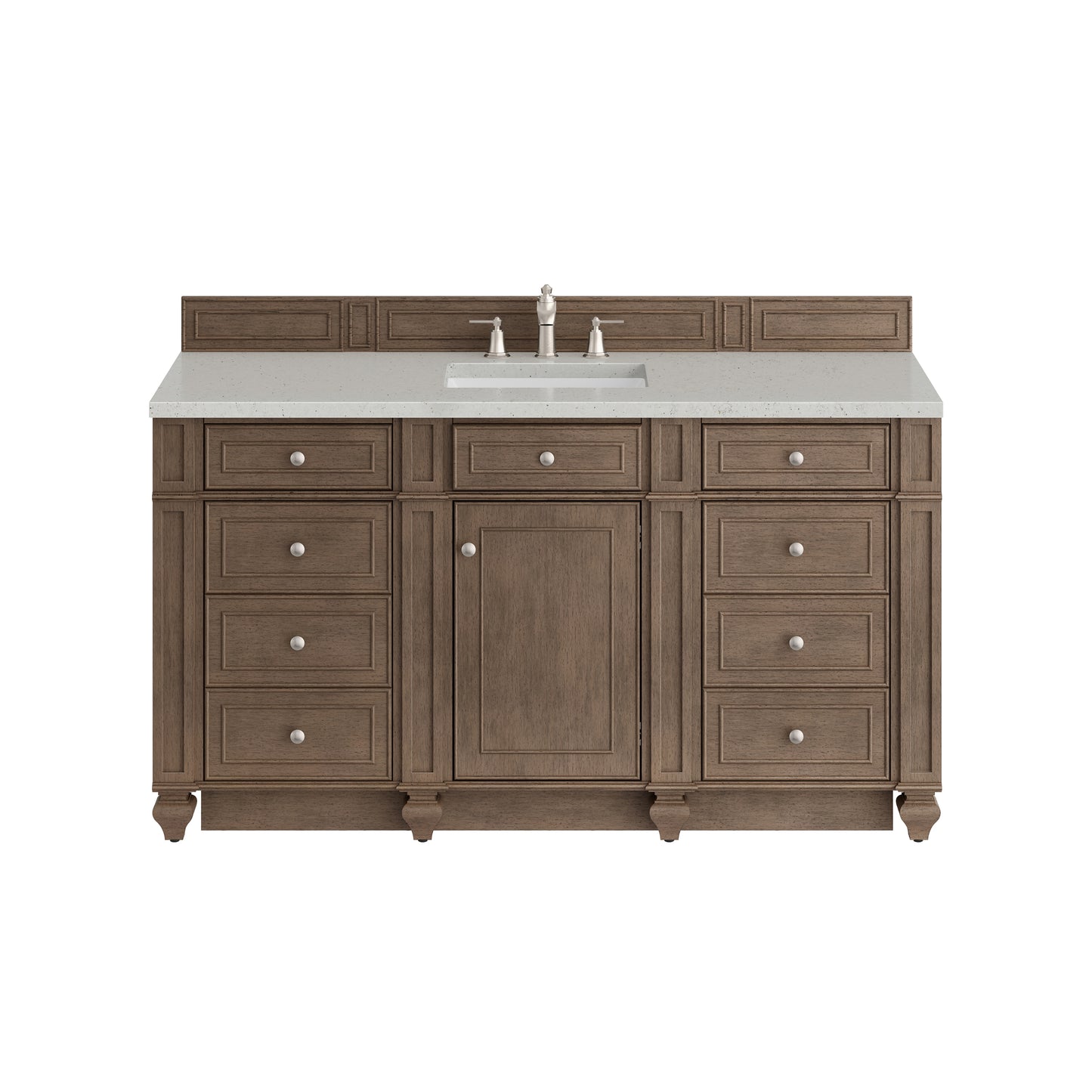 Renovate for Less Atlanta Bristol 60" Single Vanity, Whitewashed Walnut w/ 3 CM Lime Delight Silestone Top