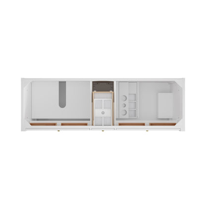 Renovate for Less Atlanta Bellshire 72" Double Vanity, Bright White w/ 3 CM Tajnar Eclos Top w/FreePower Wireless Charger