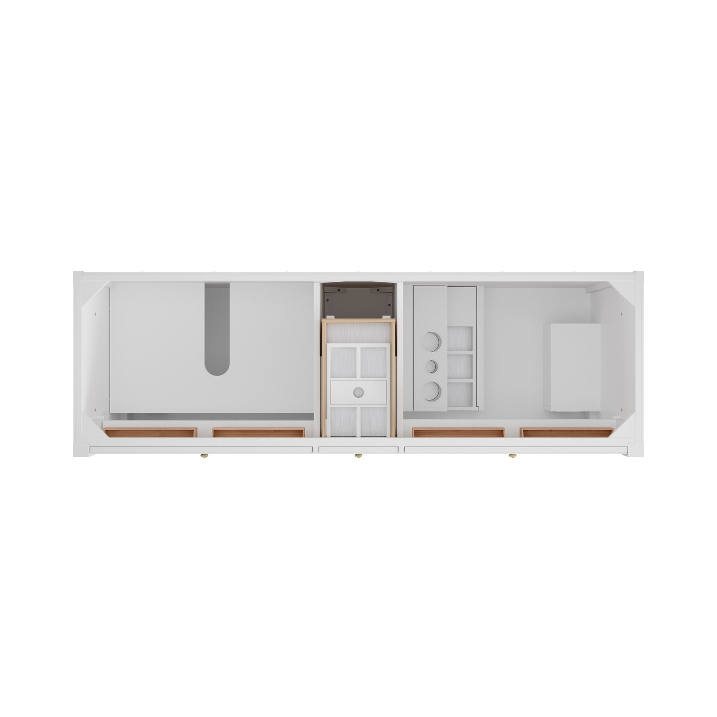 Renovate for Less Atlanta Bellshire 72" Double Vanity, Bright White w/ 3 CM Eternal Jasmine Pearl Silestone Top