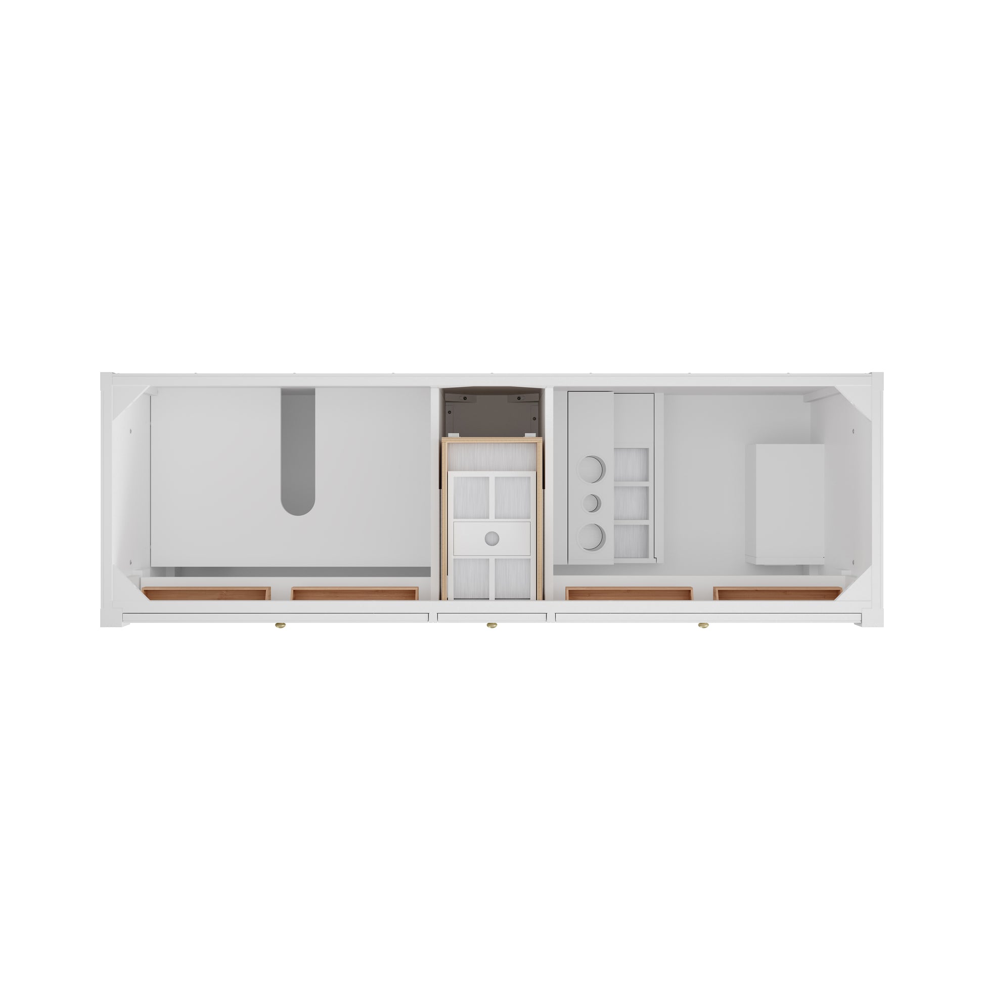Renovate for Less Atlanta Bellshire 72" Double Vanity, Bright White w/ 3 CM Eternal Jasmine Pearl Silestone Top