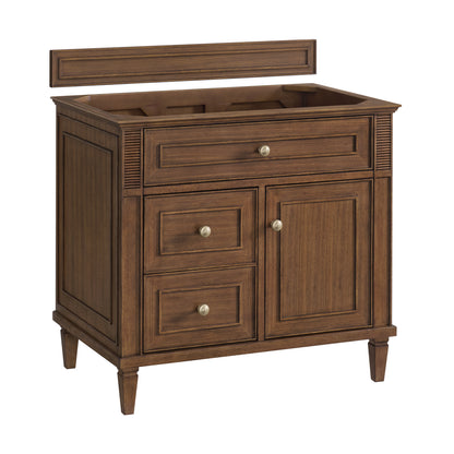 Renovate for Less Atlanta Lorelai 36" Single Vanity, Mid-Century Walnut w/ 3 CM Ethereal Noctis Silestone Top