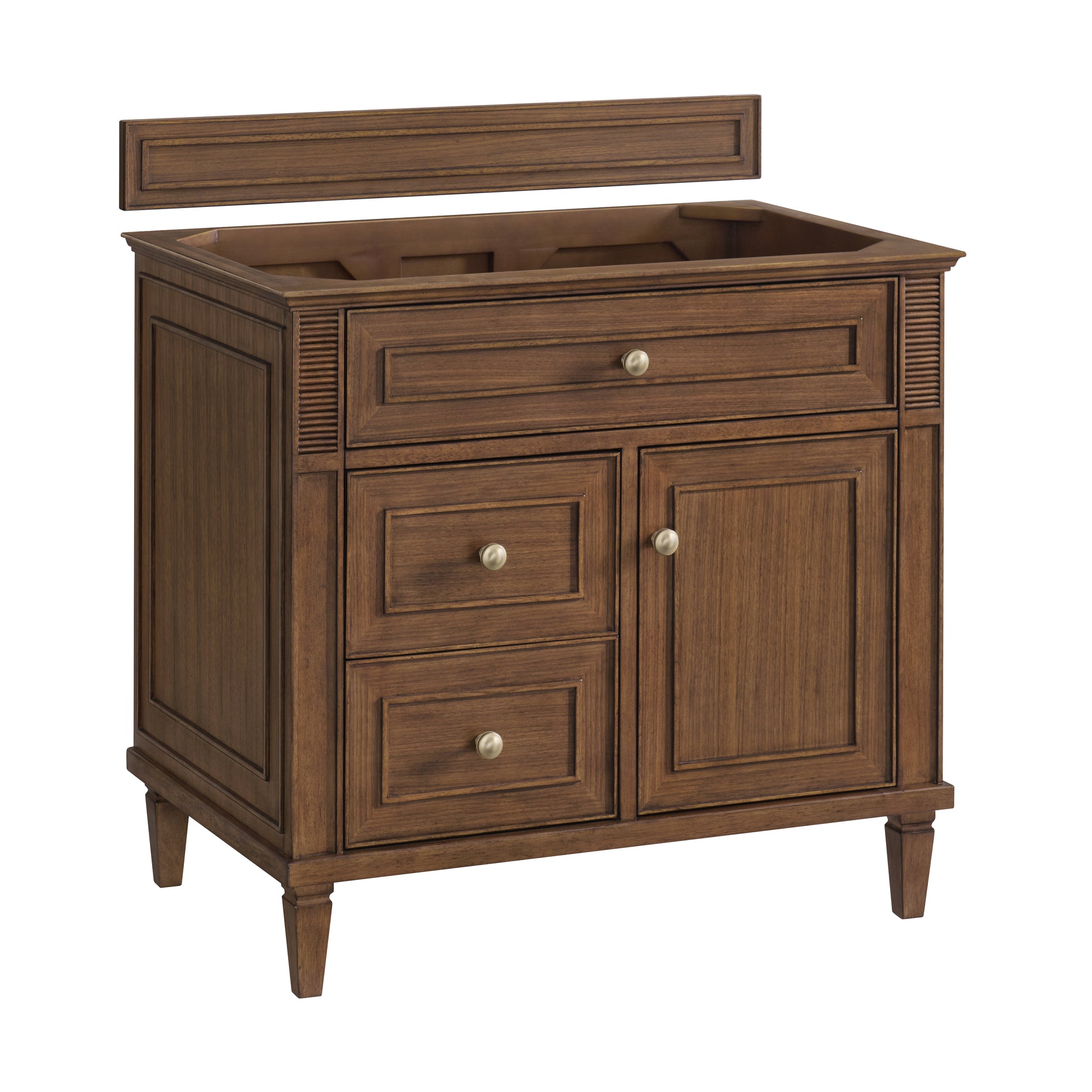 Renovate for Less Atlanta Lorelai 36" Single Vanity, Mid-Century Walnut, w/ 3 CM Tajnar Eclos Top