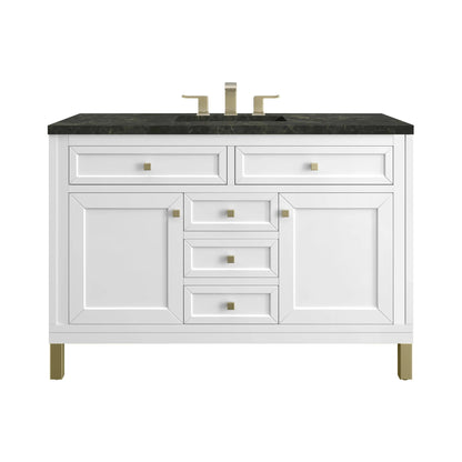 Chicago 48" Single Vanity, Glossy White, w/ 3 CM Phantome Eclos Top