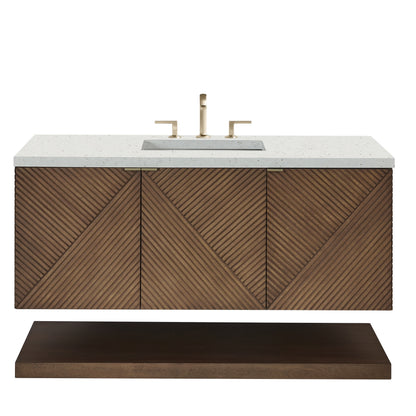 Renovate for Less Atlanta Marcello 48" Single Vanity, Chestnut w/ 3 CM Lime Delight Silestone Top
