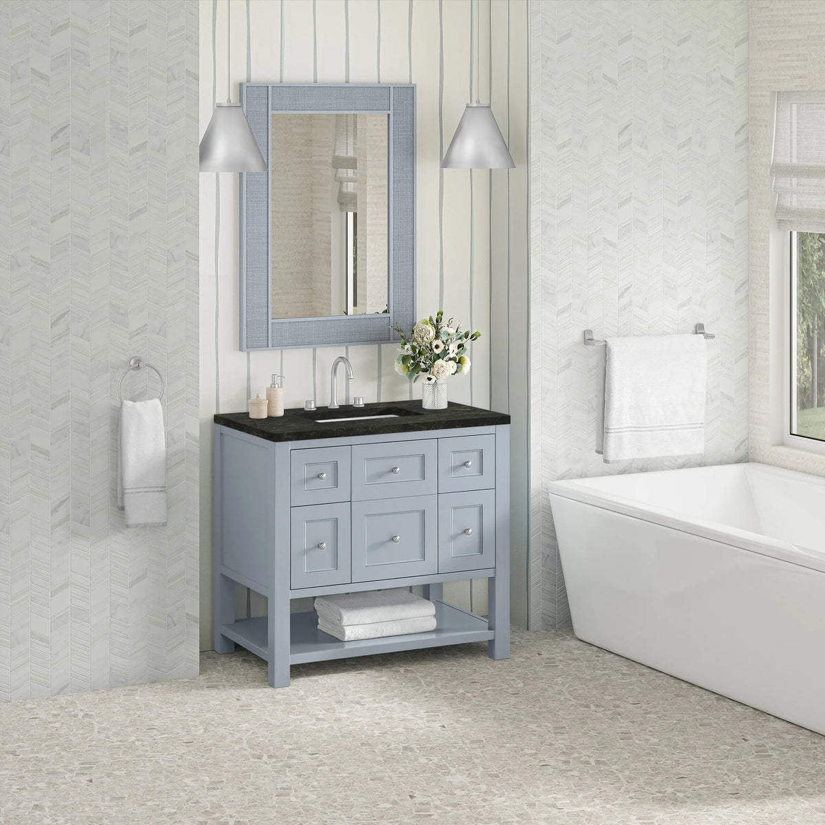 Breckenridge 36" Single Vanity, Serenity Blue, w/ 3 CM Phantome Eclos Top