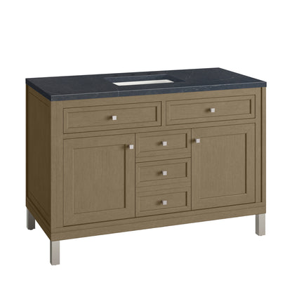 Renovate for Less Atlanta Chicago 48" Single Vanity, Walnut Whisper, w/ 3 CM Charcoal Soapstone Silestone® Top