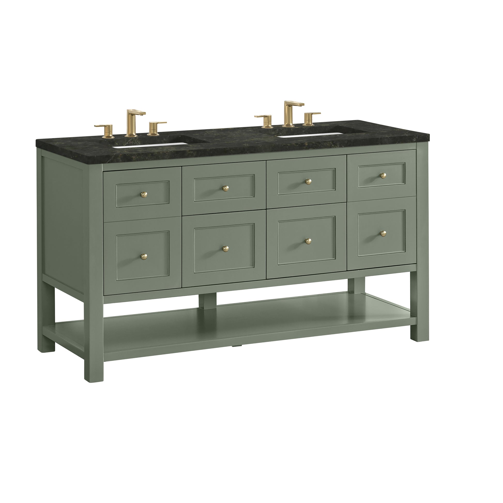 Renovate for Less Atlanta Breckenridge 60" Double Vanity, Smokey Celadon, w/ 3 CM Phantome Eclos Top