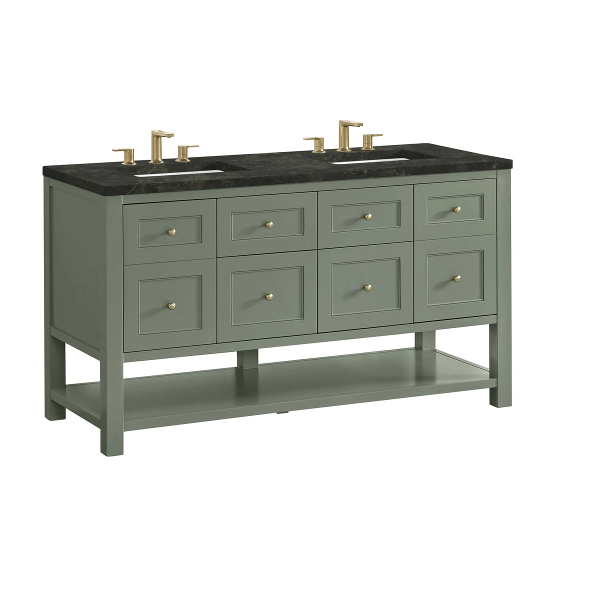 Breckenridge 60" Double Vanity, Smokey Celadon, w/ 3 CM Phantome Eclos Top