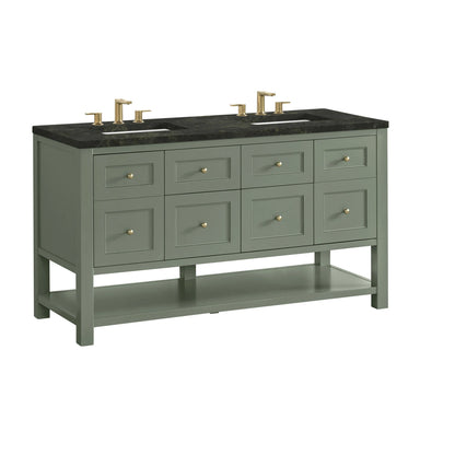 Breckenridge 60" Double Vanity, Smokey Celadon, w/ 3 CM Phantome Eclos Top