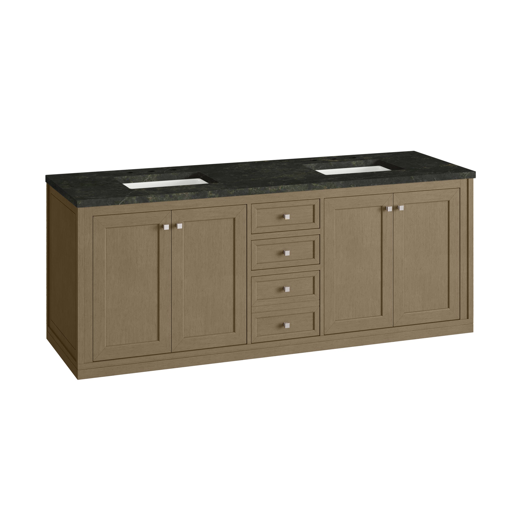 Renovate for Less Atlanta Chicago 72" Double Vanity, Walnut Whisper, w/ 3 CM Phantome Eclos Top