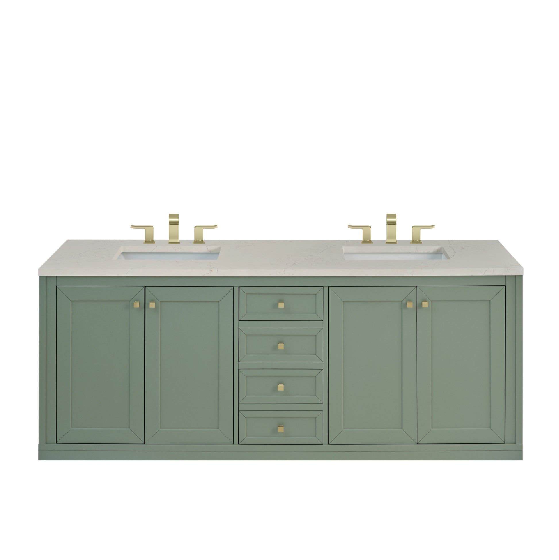 Renovate for Less Atlanta Chicago 72" Double Vanity, Smokey Celadon, w/ 3 CM Siberian Silestone Top w/FreePower Wireless Charger