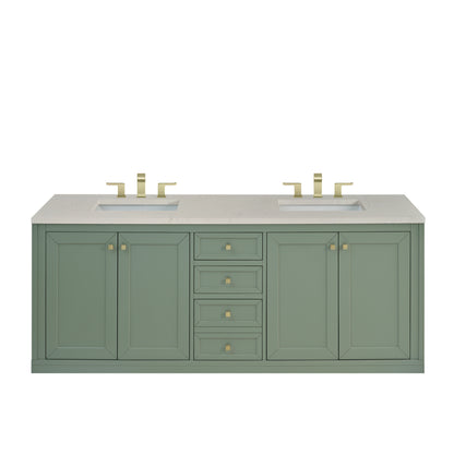 Renovate for Less Atlanta Chicago 72" Double Vanity, Smokey Celadon, w/ 3 CM Siberian Silestone Top w/FreePower Wireless Charger