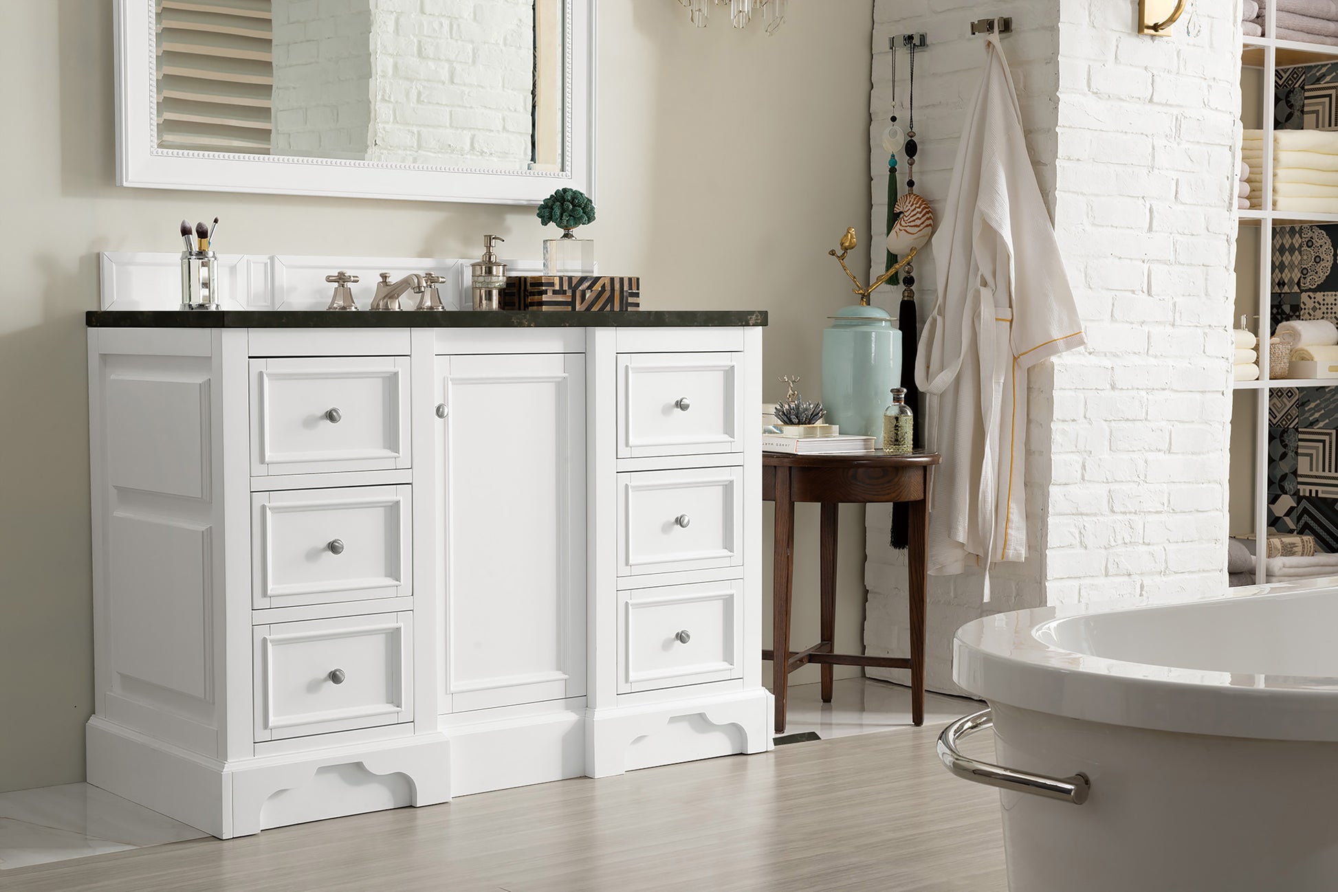 Renovate for Less Atlanta De Soto 48" Single Vanity, Bright White, w/ 3 CM Phantome Eclos Top