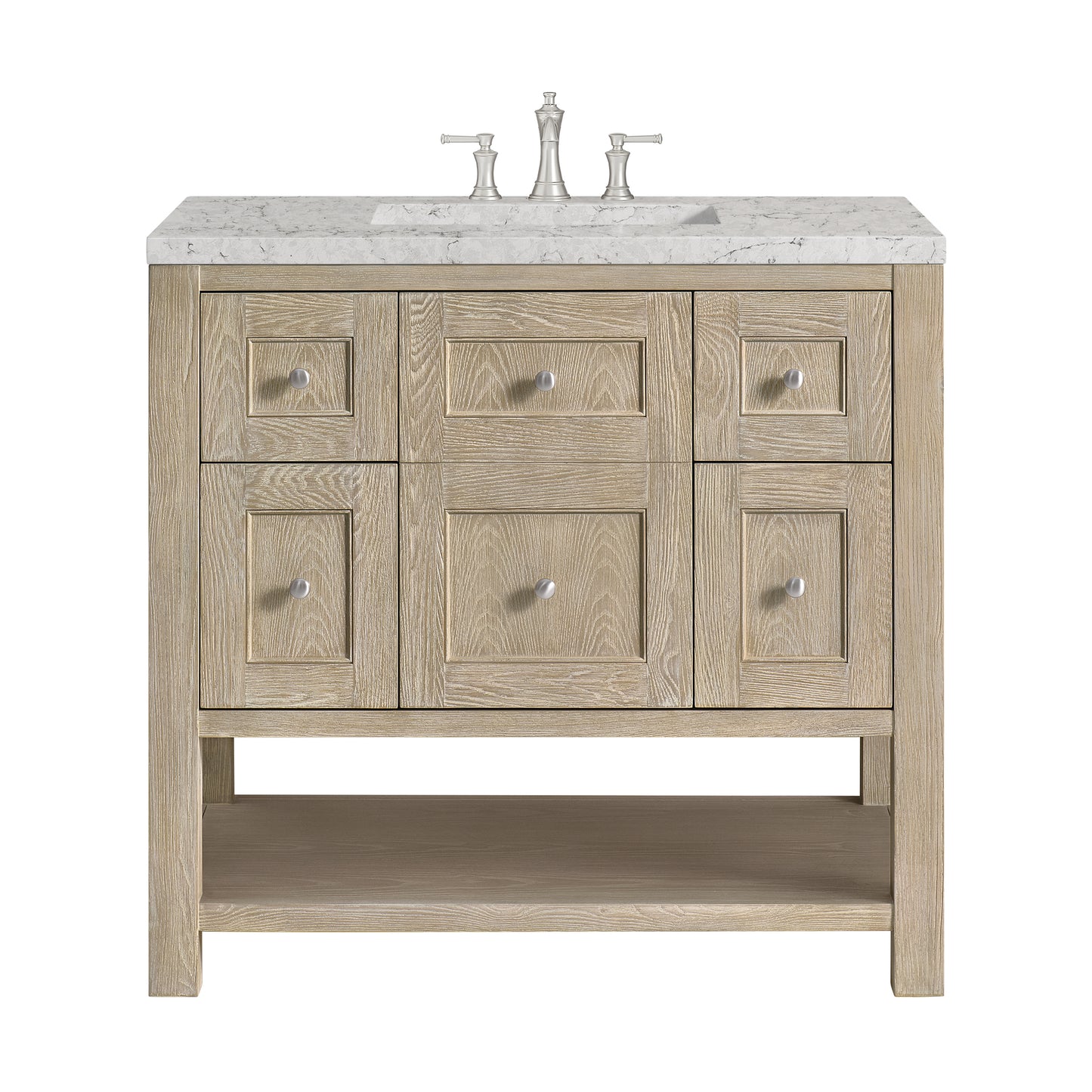 Renovate for Less Atlanta Breckenridge 36" Single Vanity, Whitewashed Oak w/ 3 CM Eternal Jasmine Pearl Silestone Top