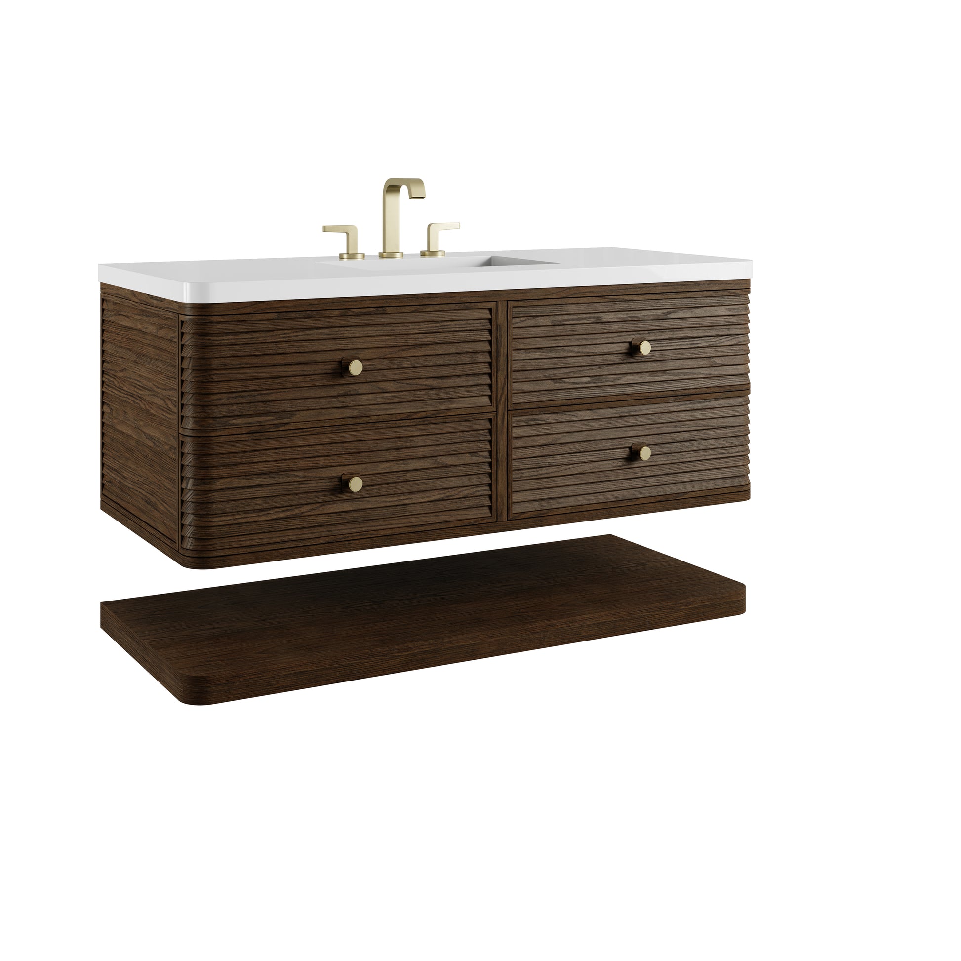 Renovate for Less Atlanta Allamari 48" Single Vanity, Sable w/ 3 CM White Zeus Silestone Top