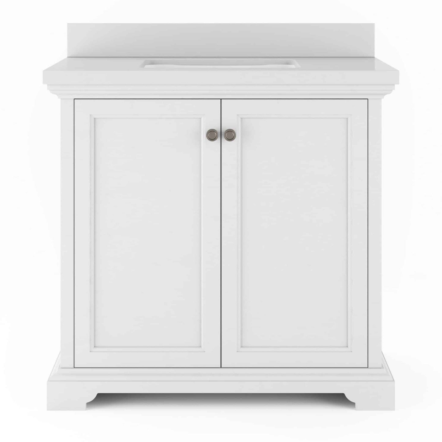 36" Portage Peak Vanity in White with White Quartz Top Thomasville