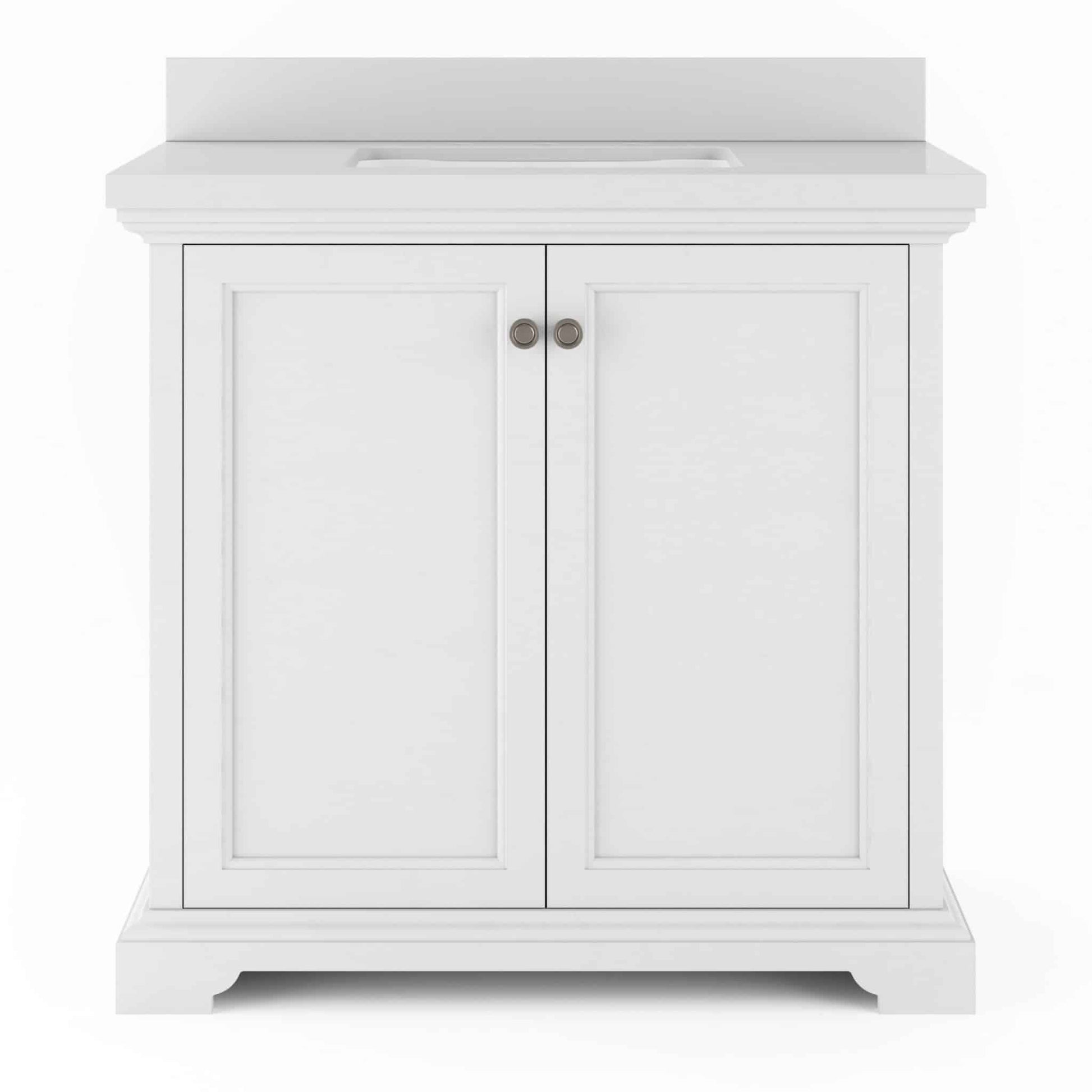 36" Portage Peak Vanity in White with White Quartz Top Thomasville